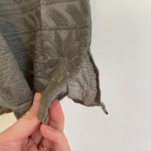 ERI + ALI ANTHROPOLOGIE Olive Green Embroidered Boxy Dolman Sleeve Button Down S - Picture 10 of 16